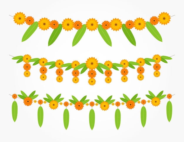 Hand getekend ugadi garland illustratie