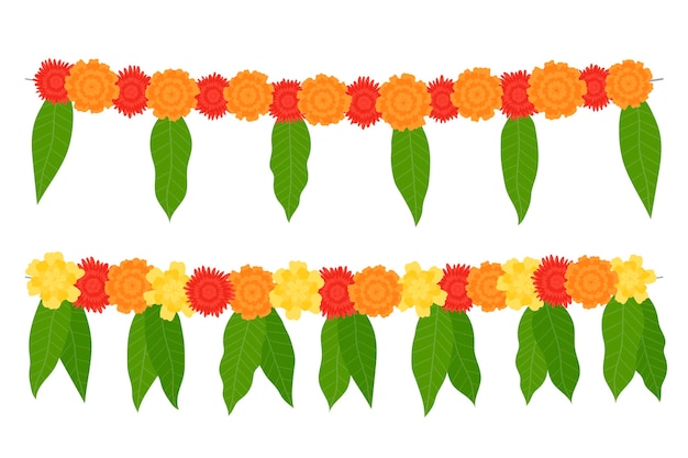 Hand getekend ugadi garland illustratie