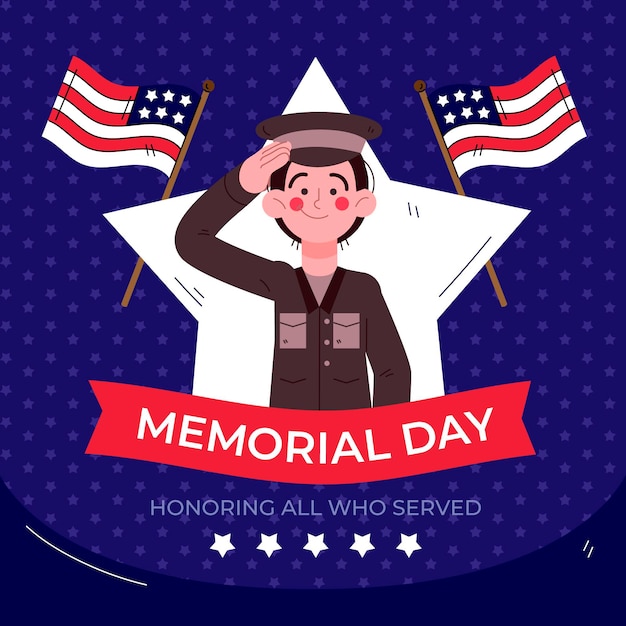 Gratis vector hand getekend usa herdenkingsdag illustratie