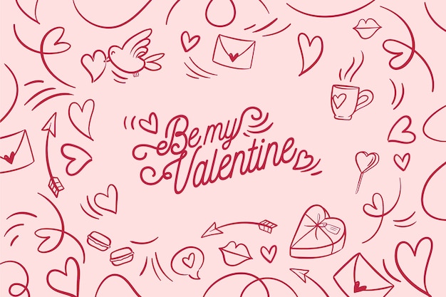 Gratis vector hand getekend valentijnsdag behang