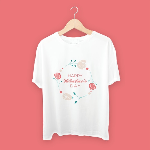 Hand getekend Valentijnsdag met rozen t-shirt