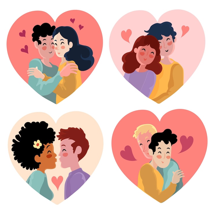 Gratis Vector hand getekend valentijnsdag paar collectie