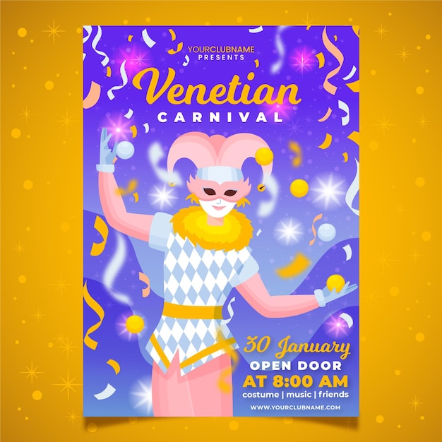 Hand getekend venetiaans carnaval poster