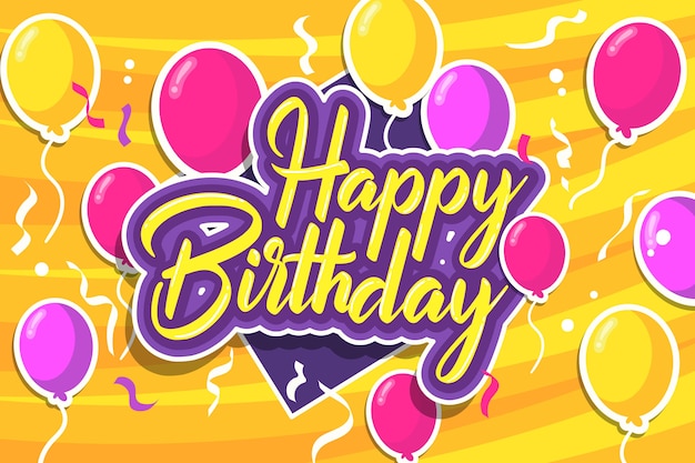 Hand getekend verjaardag achtergrond met kleurrijke ballonnen