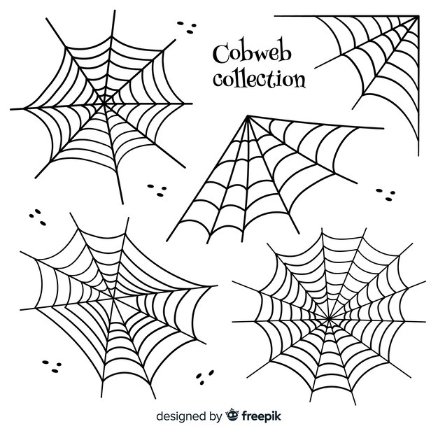 Hand getekend verzameling halloween spinnenwebben