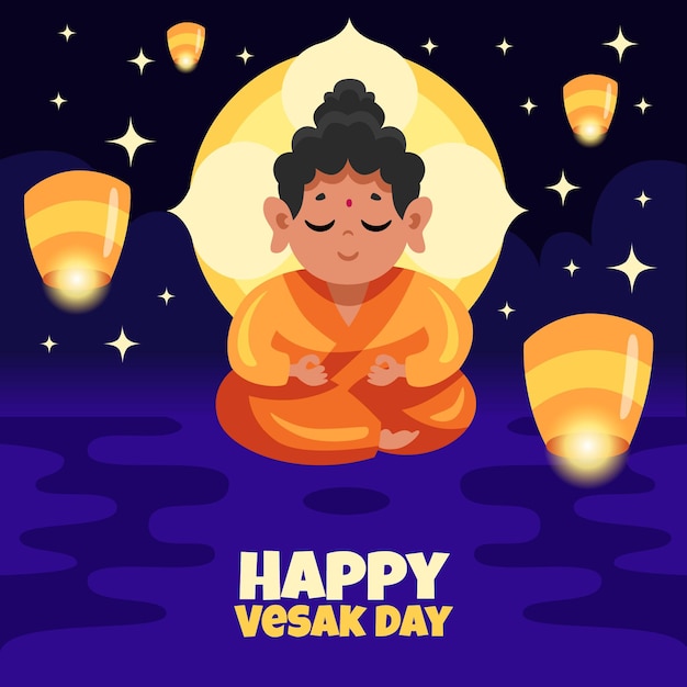 Hand getekend vesak dag illustratie