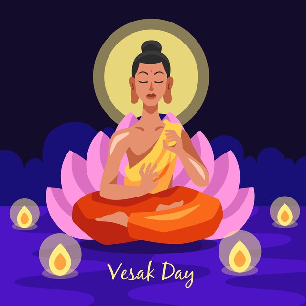 Hand getekend vesak dag illustratie