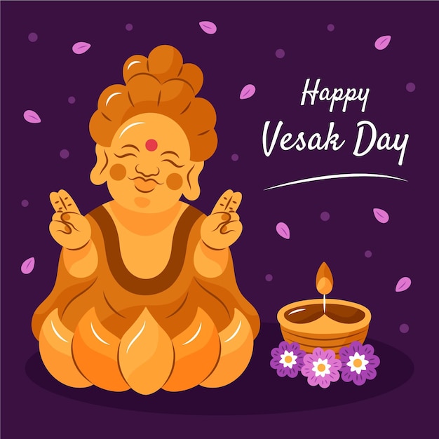 Gratis vector hand getekend vesak dag illustratie