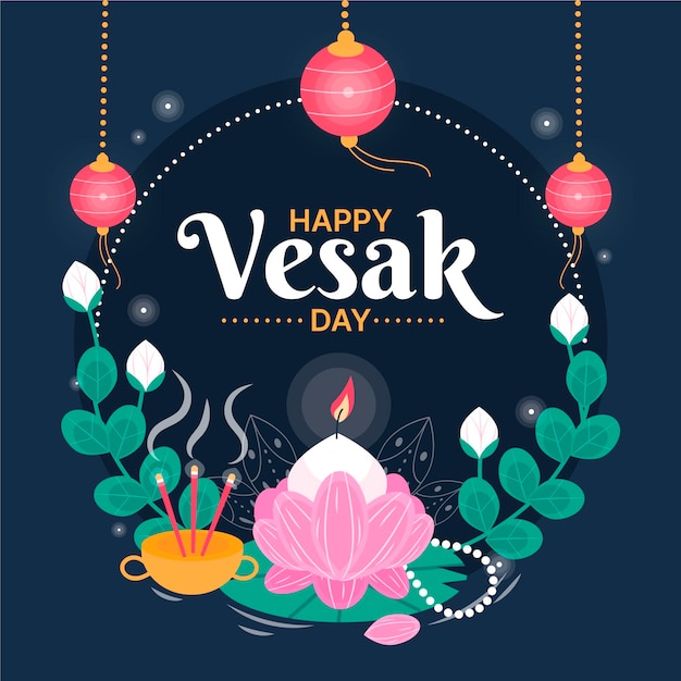 Hand getekend vesak dag illustratie