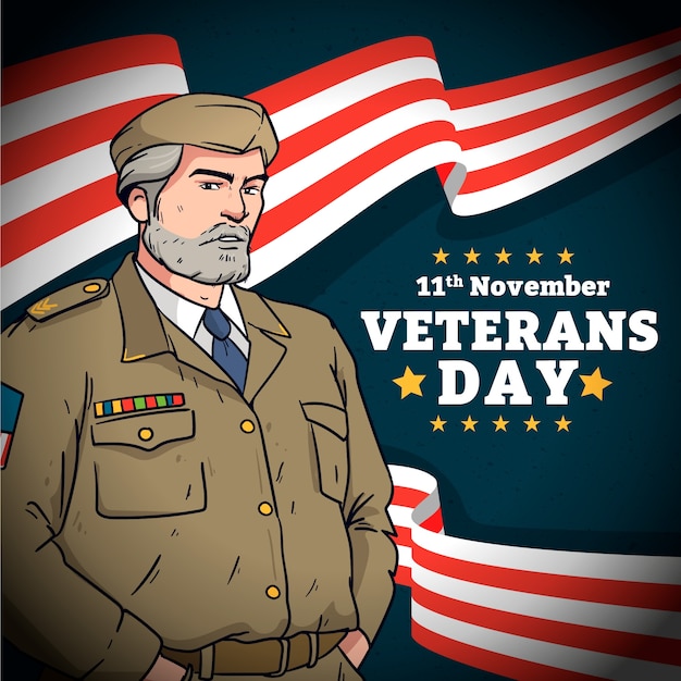 Gratis vector hand getekend veteranendag illustratie