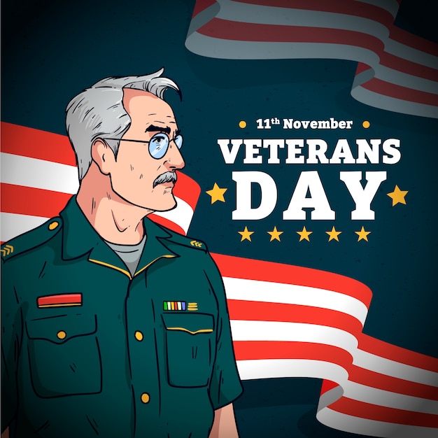 Gratis vector hand getekend veteranendag illustratie