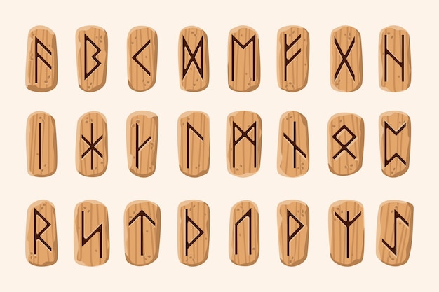 Gratis vector hand getekend viking runen lettertype/alfabet