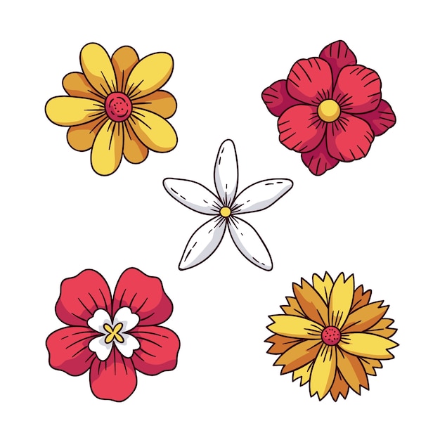 Gratis vector hand getekend voorjaar bloem collectie