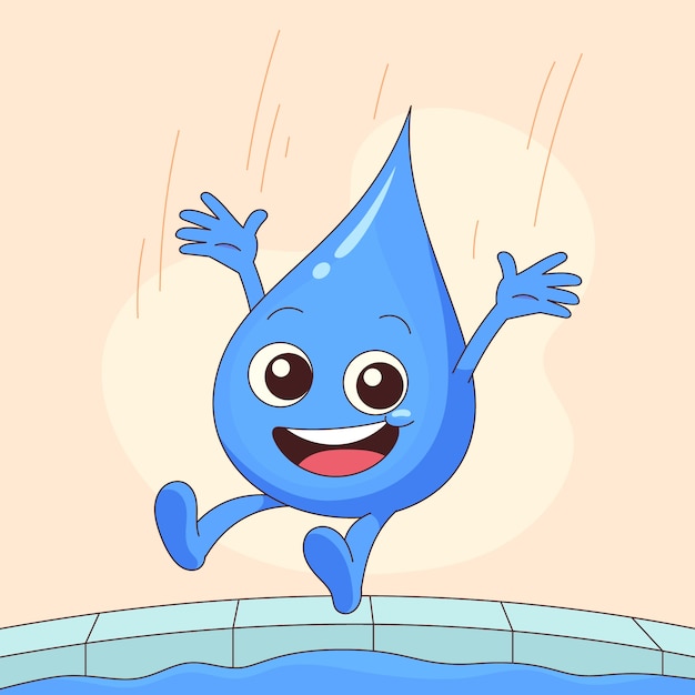 Gratis vector hand getekend waterdruppel cartoon afbeelding