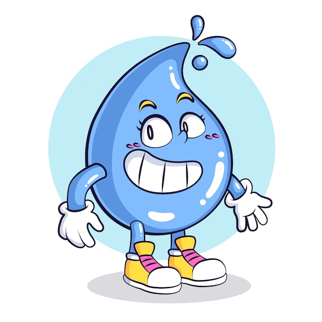 Gratis vector hand getekend waterdruppel cartoon afbeelding