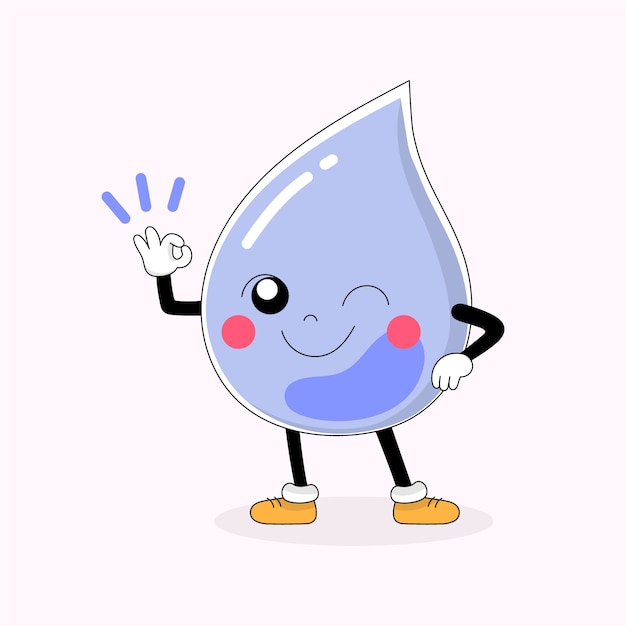 Gratis vector hand getekend waterdruppel cartoon afbeelding