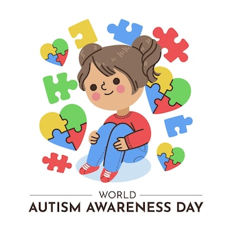 Hand getekend wereld autisme dag bewustzijn illustratie