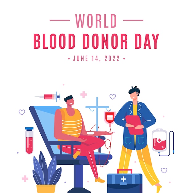 Gratis vector hand getekend wereld bloeddonor dag illustratie