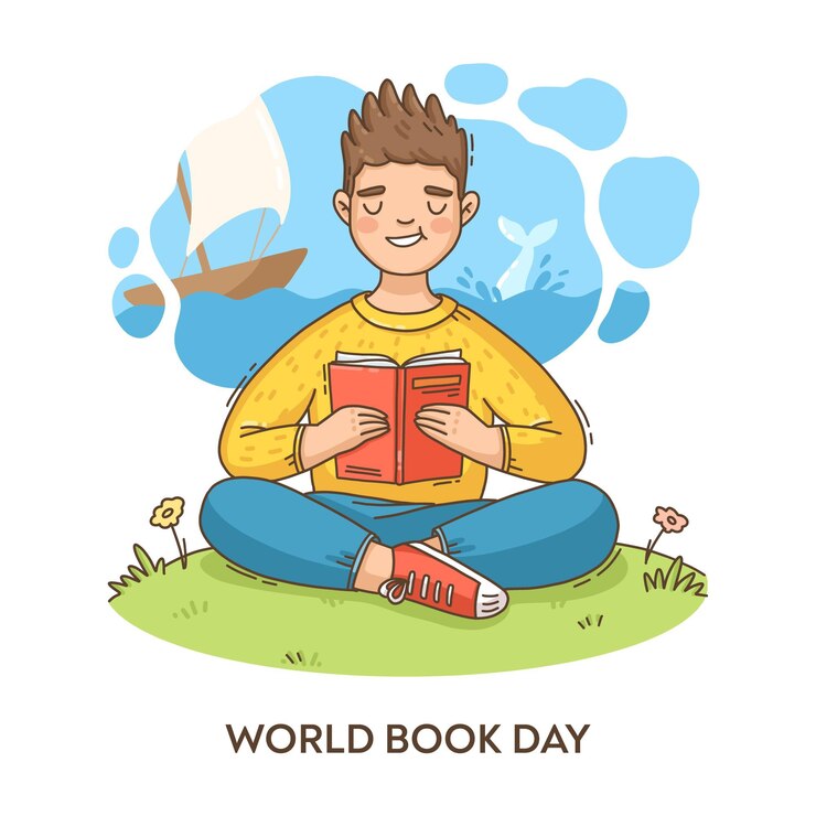Gratis Vector hand getekend wereld boek dag illustratie