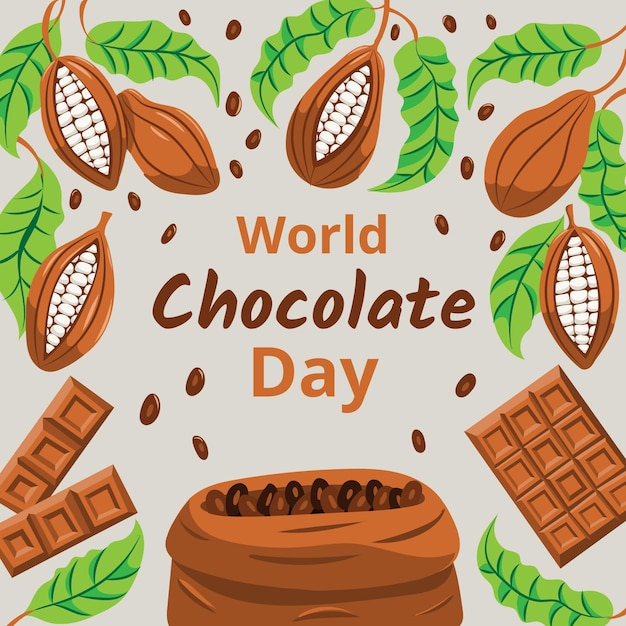 Gratis vector hand getekend wereld chocolade dag illustratie