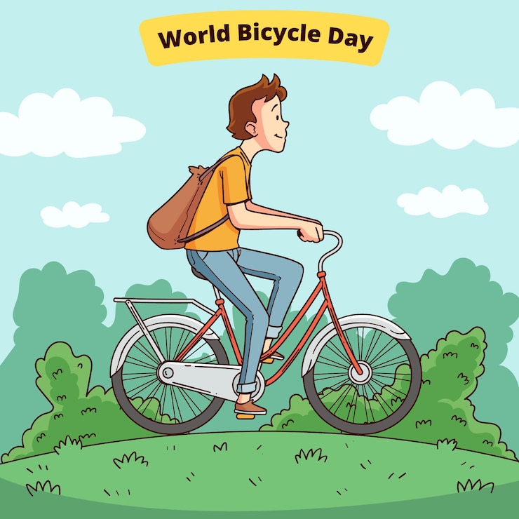 Gratis Vector hand getekend wereld fiets dag illustratie
