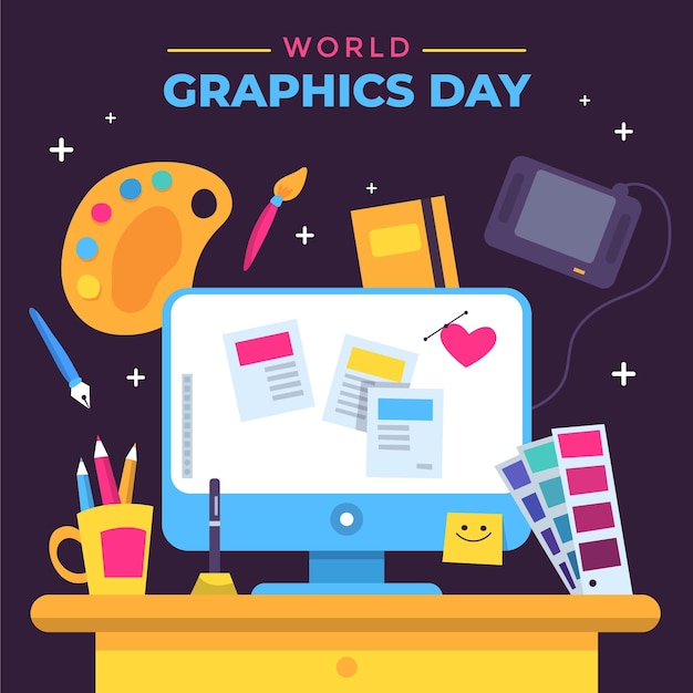 Gratis vector hand getekend wereld grafische dag illustratie