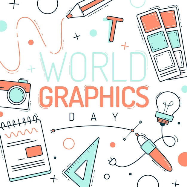 Gratis vector hand getekend wereld grafische dag illustratie