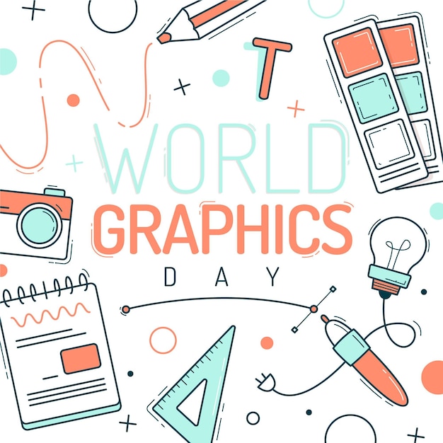Hand getekend wereld grafische dag illustratie
