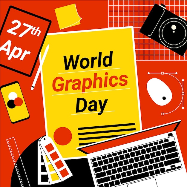 Gratis vector hand getekend wereld grafische dag illustratie