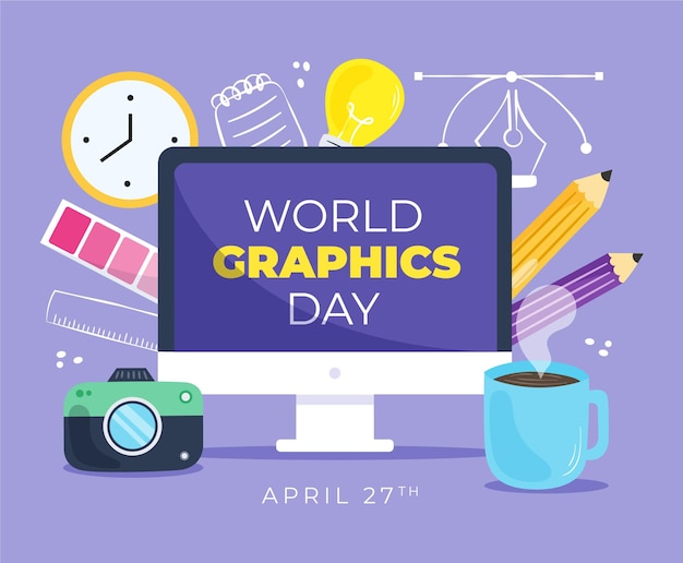 Gratis vector hand getekend wereld grafische dag illustratie