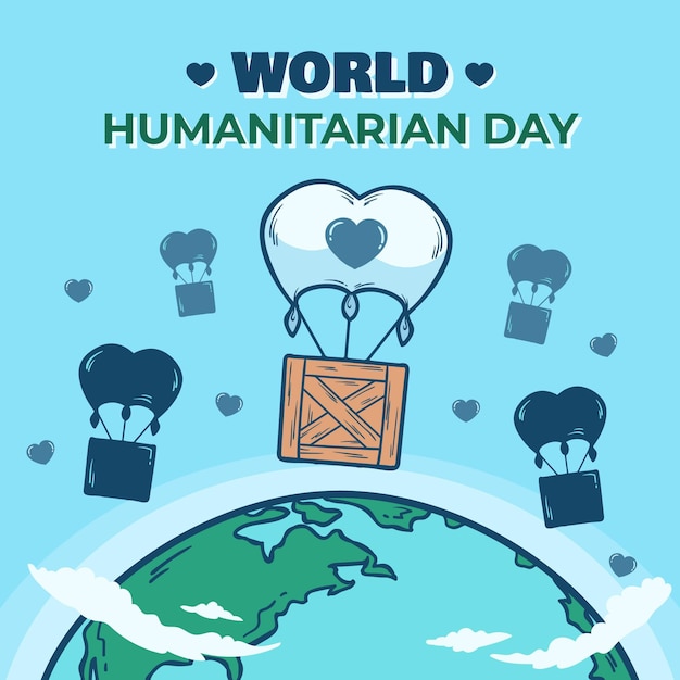 Gratis vector hand getekend wereld humanitaire dag concept