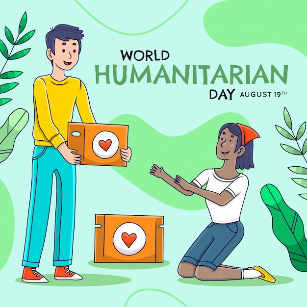 Hand getekend wereld humanitaire dag illustratie