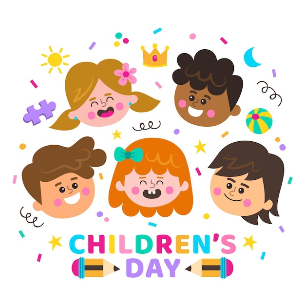 Gratis vector hand getekend wereld kinderdag concept