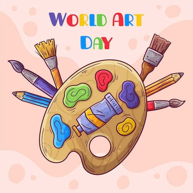 Gratis vector hand getekend wereld kunst dag illustratie