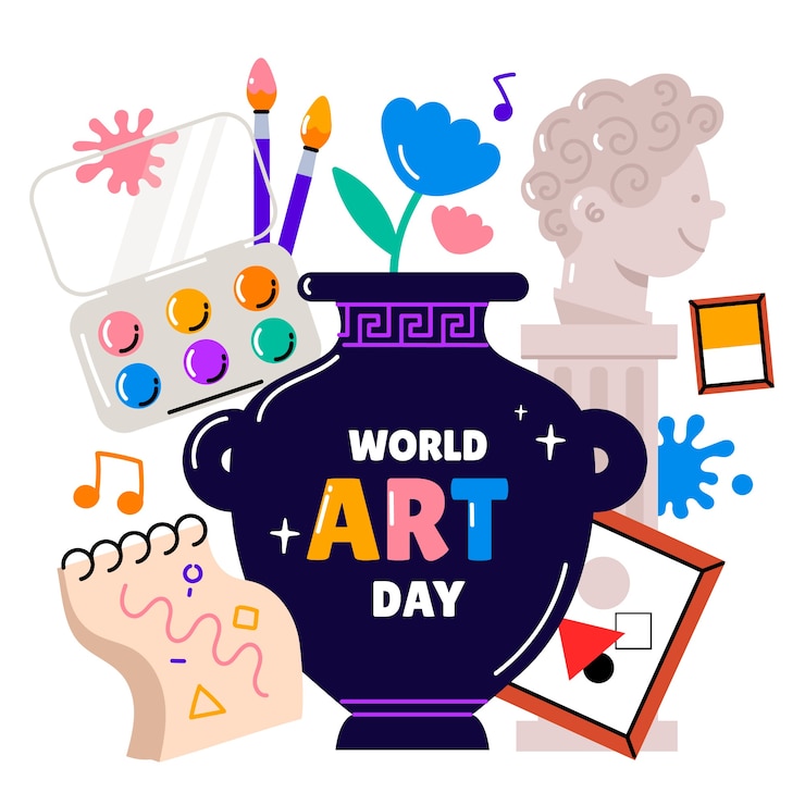 Gratis Vector hand getekend wereld kunst dag illustratie