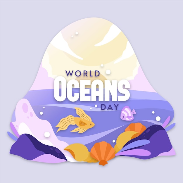 Gratis vector hand getekend wereld oceanen dag concept