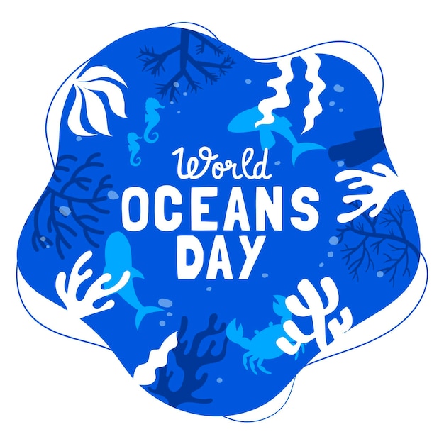 Hand getekend wereld oceanen dag illustratie