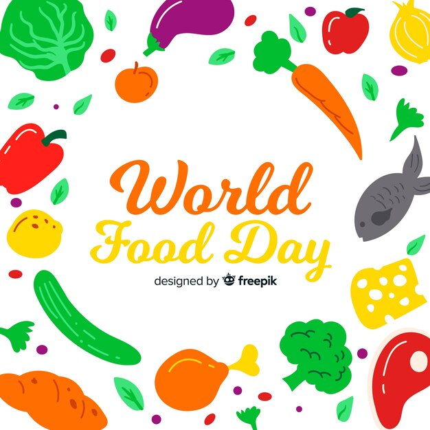 Hand getekend wereld voedsel dag met groenten