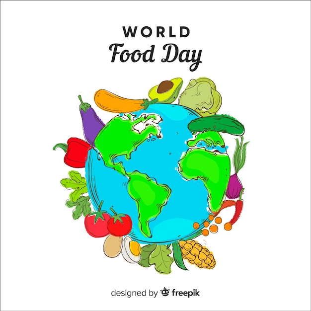 Gratis vector hand getekend wereld voedsel dag
