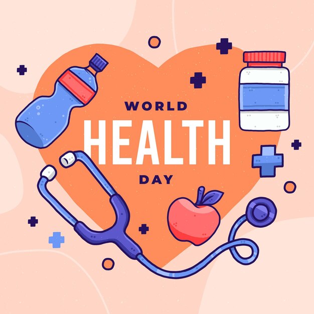 Hand getekend wereldgezondheidsdag illustratie