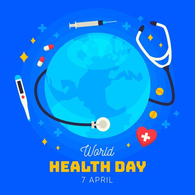 Hand getekend wereldgezondheidsdag illustratie