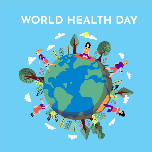 Hand getekend wereldgezondheidsdag illustratie