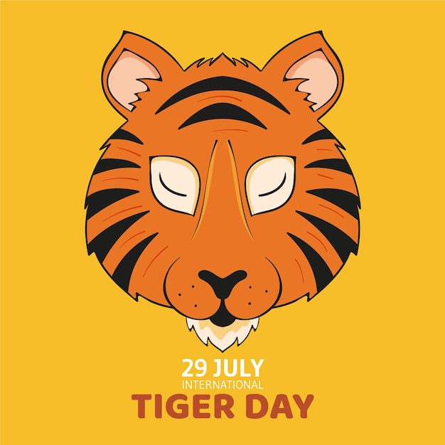 Gratis vector hand getekend wereldwijde tijger dag illustratie