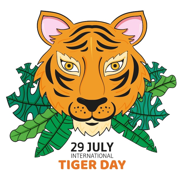 Gratis vector hand getekend wereldwijde tijger dag illustratie