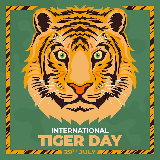 Hand getekend wereldwijde tijger dag illustratie