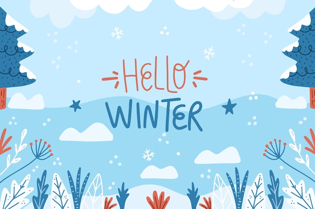 Gratis vector hand getekend winter achtergrond