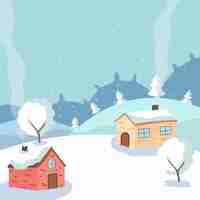 Gratis vector hand getekend winterlandschap