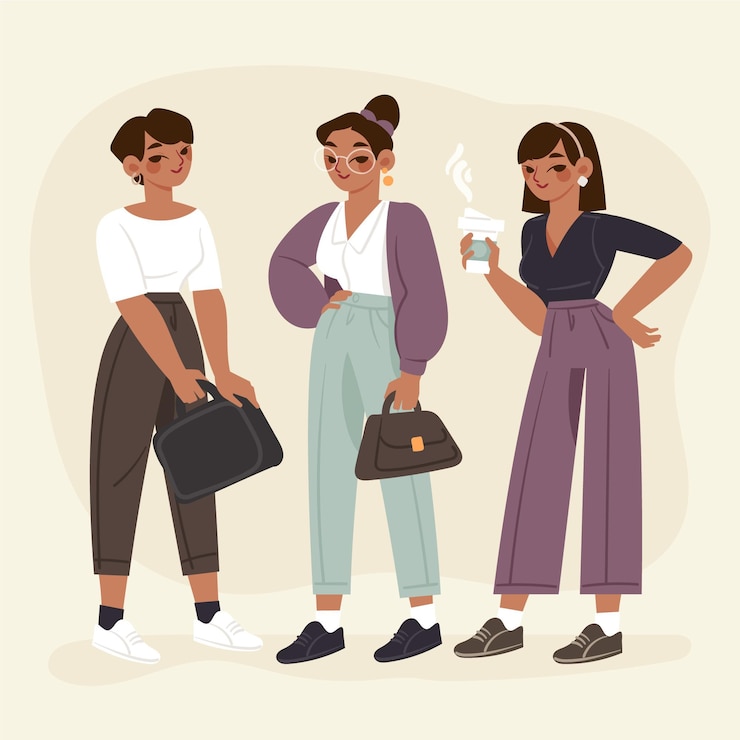 Gratis Vector hand getekend zelfverzekerde vrouwelijke ondernemers pack