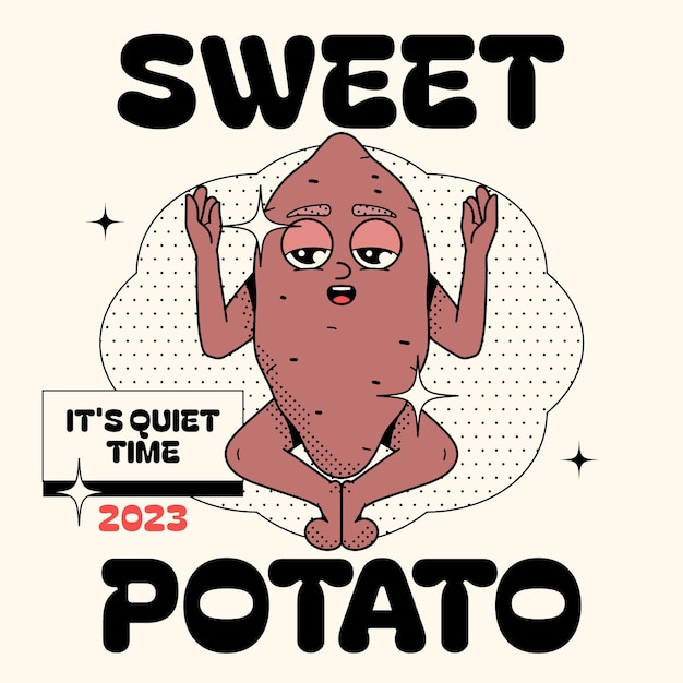 Hand getekend zoete aardappel cartoon afbeelding
