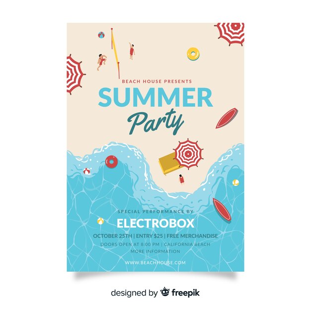 Hand getekend zomer partij poster sjabloon